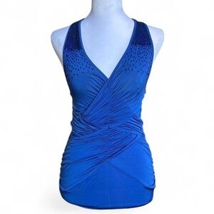 Y2K Marciano beaded ruched halter top
